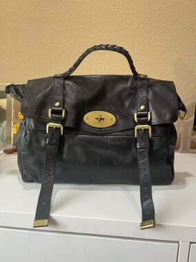 MULBERRY BLACK LEATHER ALEXA